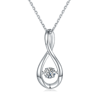 sterling silver white gold plated dancing moissanite pendant necklace oldo 01