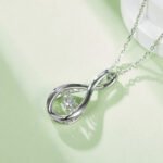 Sterling Silver Dancing Moissanite Pendant Necklace 5 sterling silver white gold plated dancing moissanite pendant necklace oldo925w-00 06