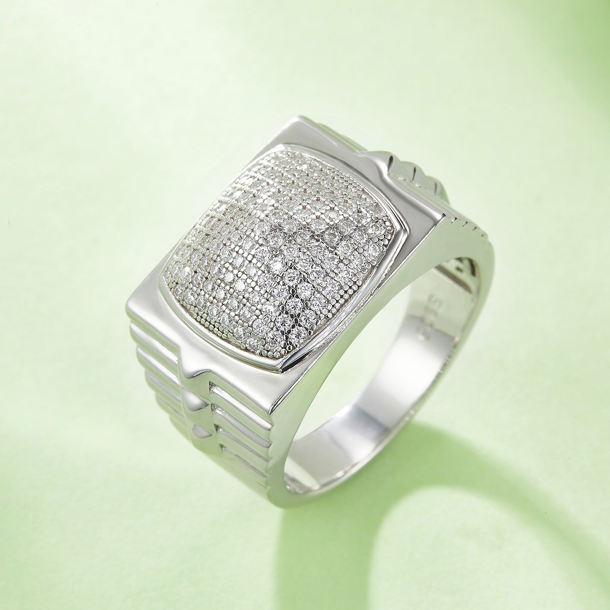 Anello Hip-Hop in argento sterling con moissanite M86B 04 anello hip-hop in argento sterling con moissanite m86b 04