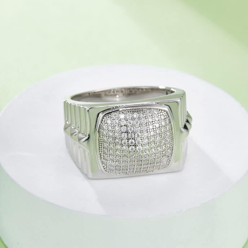 sterling silver hip-hop moissanite ring m86b 06