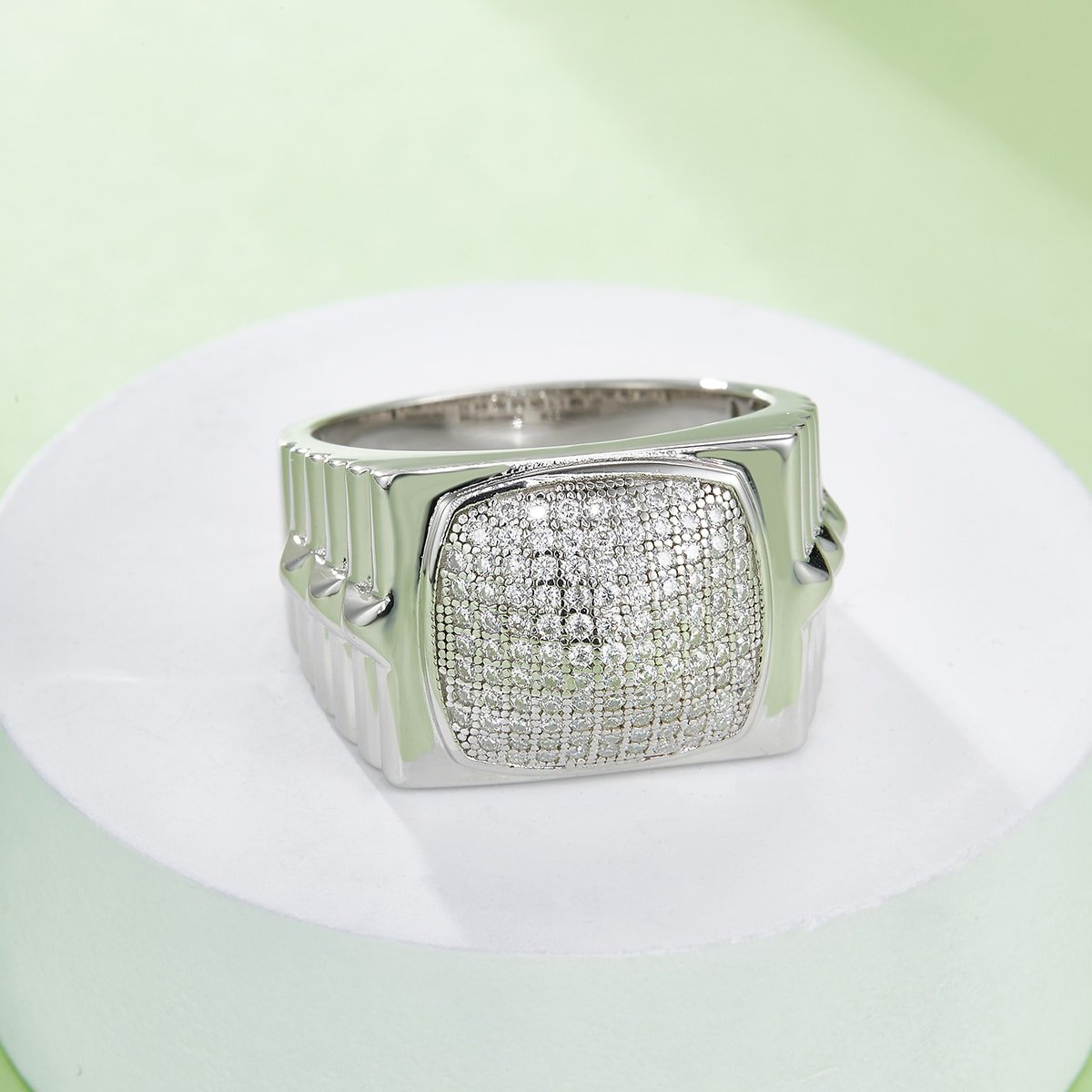 Anello Hip-Hop in argento sterling con moissanite M86B 06 anello hip-hop in argento sterling con moissanite m86b 06