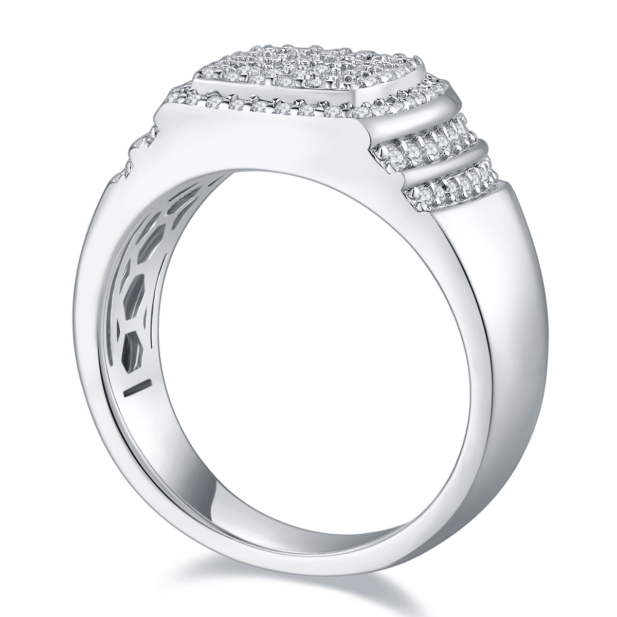 Anello Hip-Hop in argento sterling con moissanite M86C 02 anello hip-hop in argento sterling con moissanite m86c 02