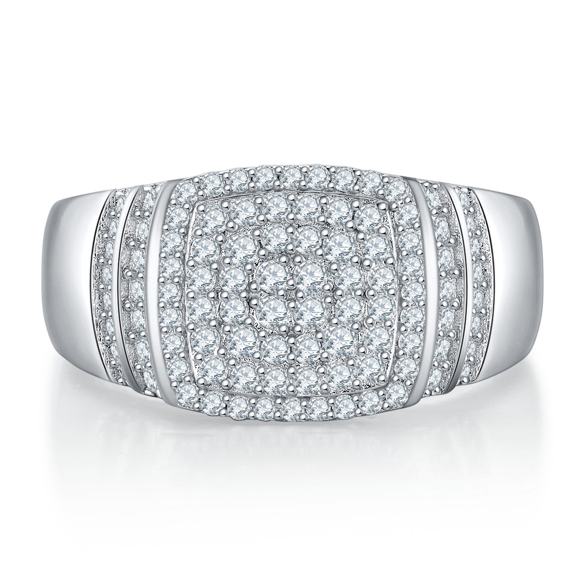 Anello Hip-Hop in argento sterling con moissanite M86C 03 anello hip-hop in argento sterling con moissanite m86c 03