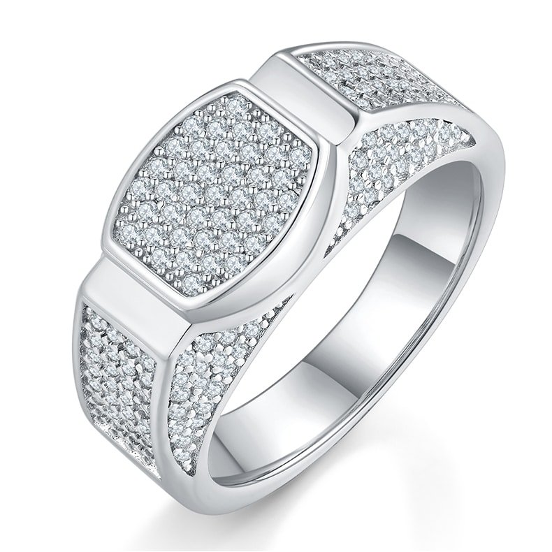 sterling silver hip-hop moissanite ring m86d 01