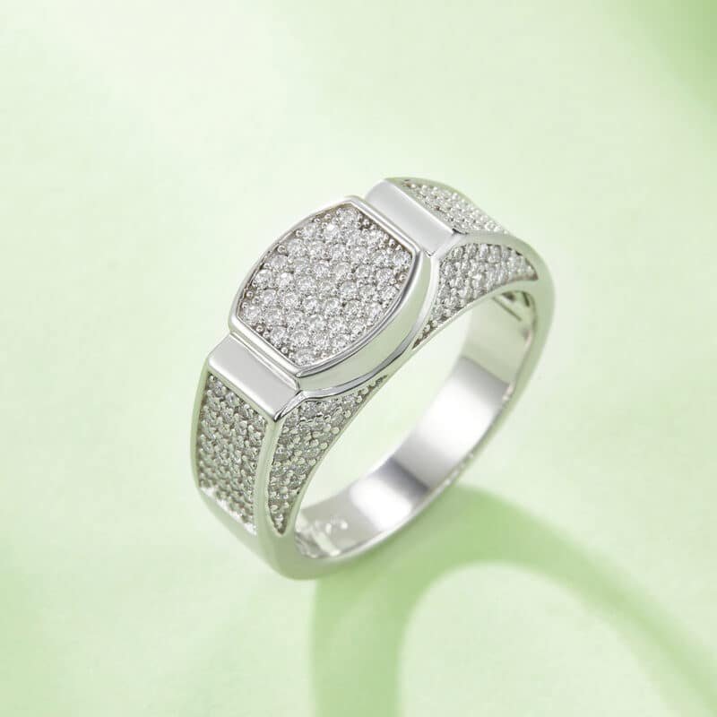 sterling silver hip-hop moissanite ring m86d 04