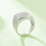 Sterling Silver Hip Hop Moissanite Ring For Men 6 a silver ring with diamonds on itsterling silver hip-hop moissanite ring m86e 05
