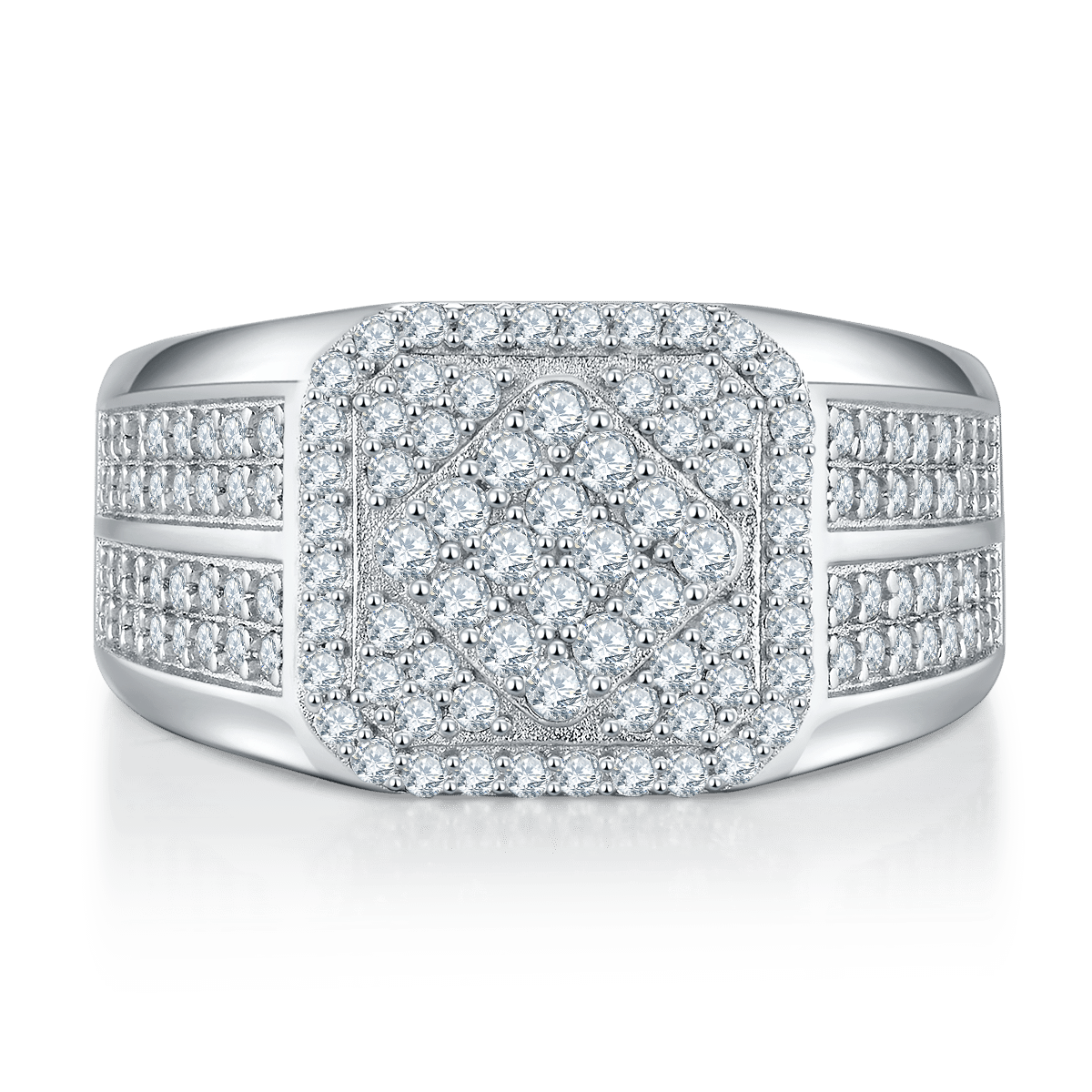 Anello Hip-Hop in argento sterling con moissanite M86F 03 anello hip-hop in argento sterling con moissanite m86f 03