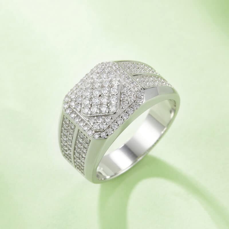 sterling silver hip-hop moissanite ring m86f 04