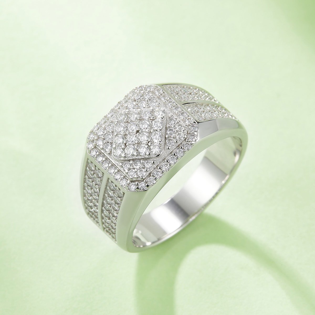 Anello Hip-Hop in argento sterling con moissanite M86F 04 anello hip-hop in argento sterling con moissanite m86f 04