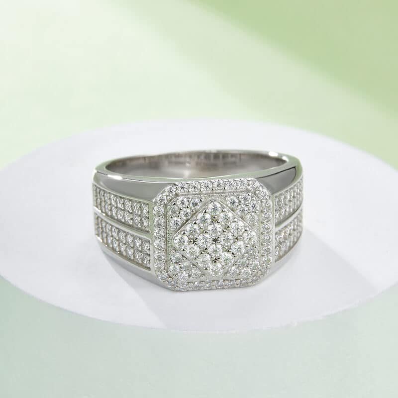 sterling silver hip-hop moissanite ring m86f 06