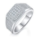 Sterling Silver Hip Hop Moissanite Ring For Men 1 sterling silver hip-hop moissanite ring m86g 01