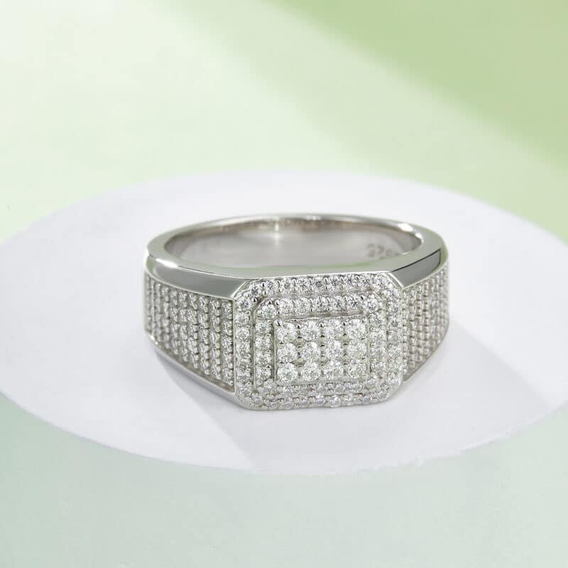 sterling silver hip hop moissanite ring m86g 06