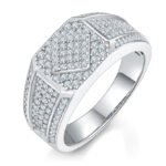 Sterling Silver Hip Hop Moissanite Ring For Men 1 sterling silver hip-hop moissanite ring m86h 01