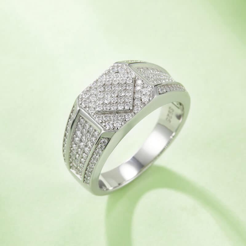 sterling silver hip-hop moissanite ring m86h 04