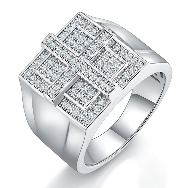 sterling silver hip-hop moissanite ring m86j 01