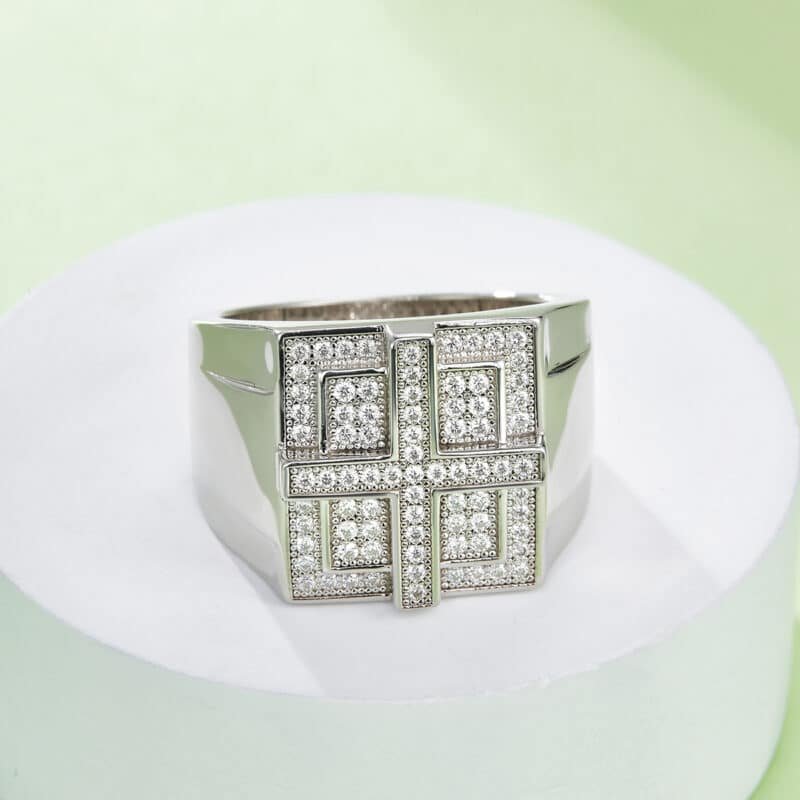 sterling silver hip-hop moissanite ring m86j 06