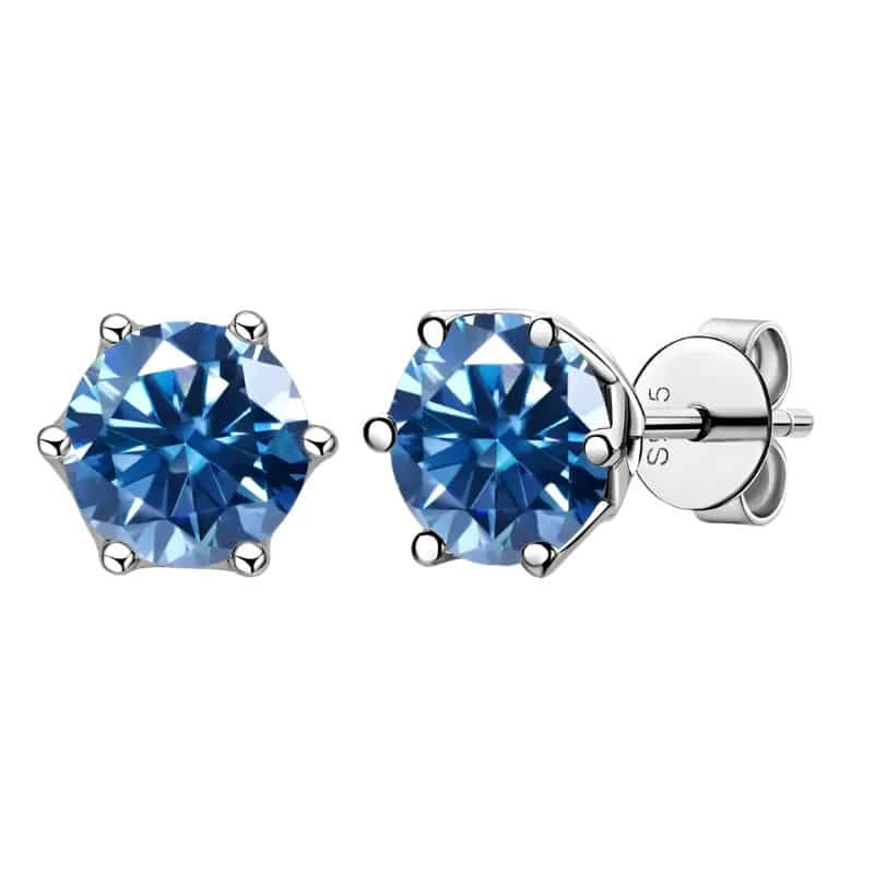 6 prong blue sapphire stud earrings