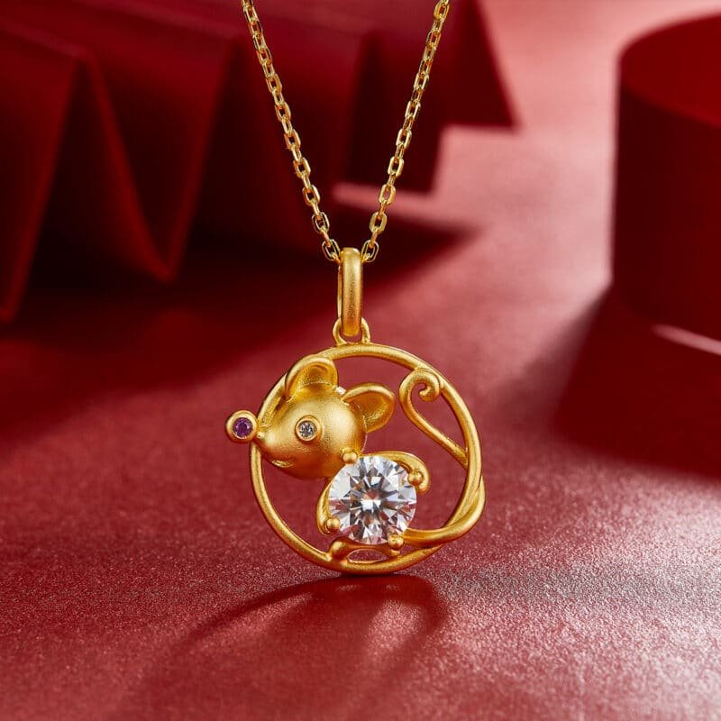 rat of the chinese zodiac moissanite pendant necklace osxa 03