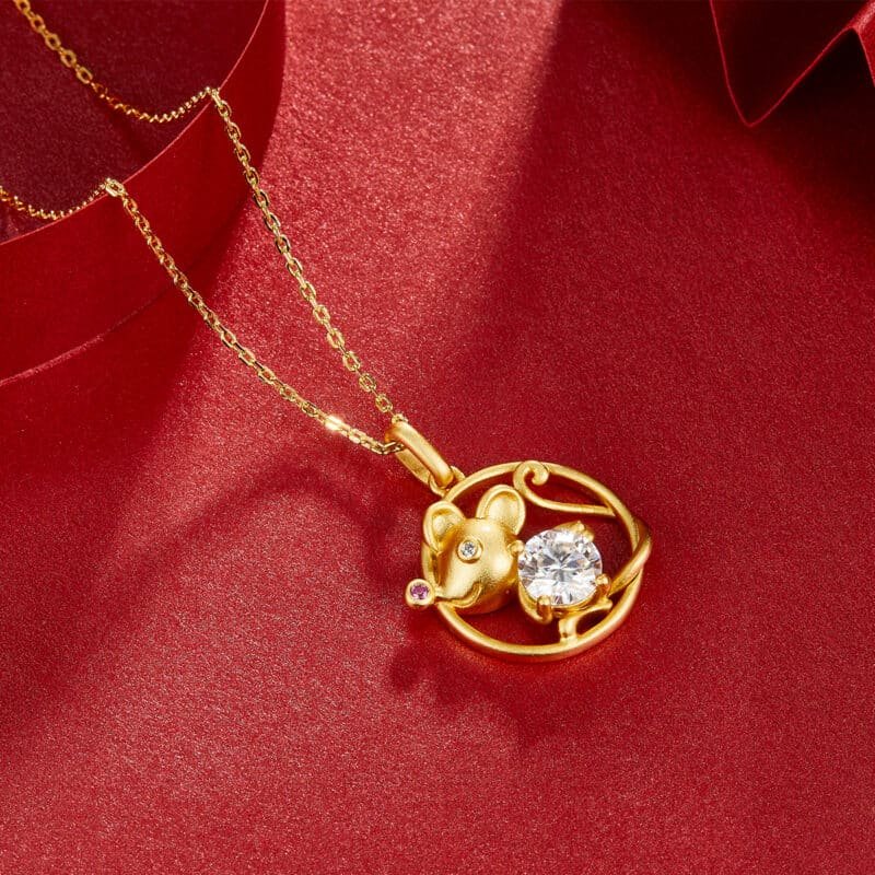 rat of the chinese zodiac moissanite pendant necklace osxa 05