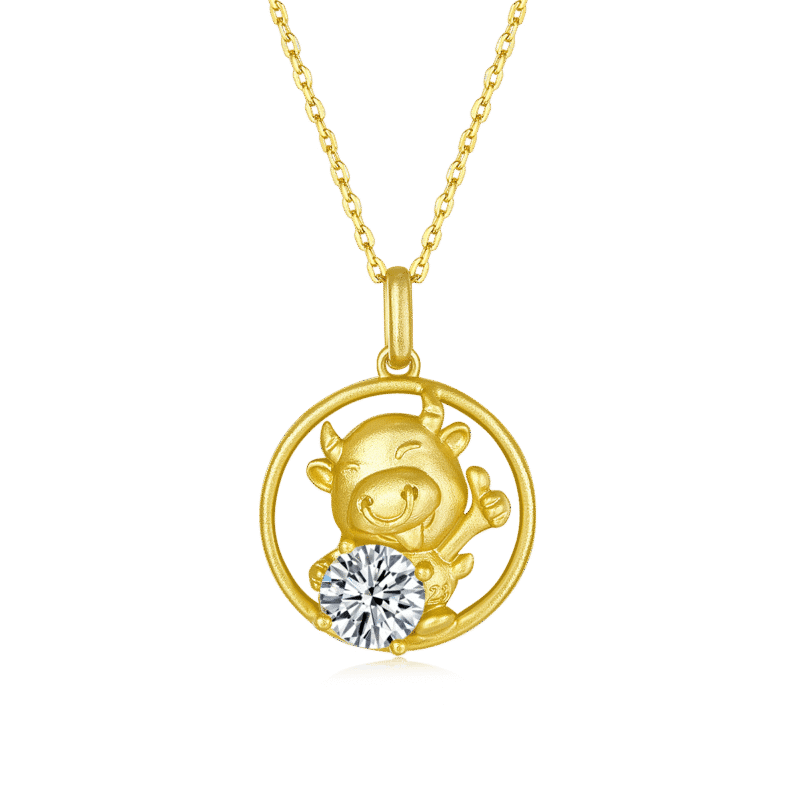ox of the chinese zodiac moissanite pendant pecklace osxb 01