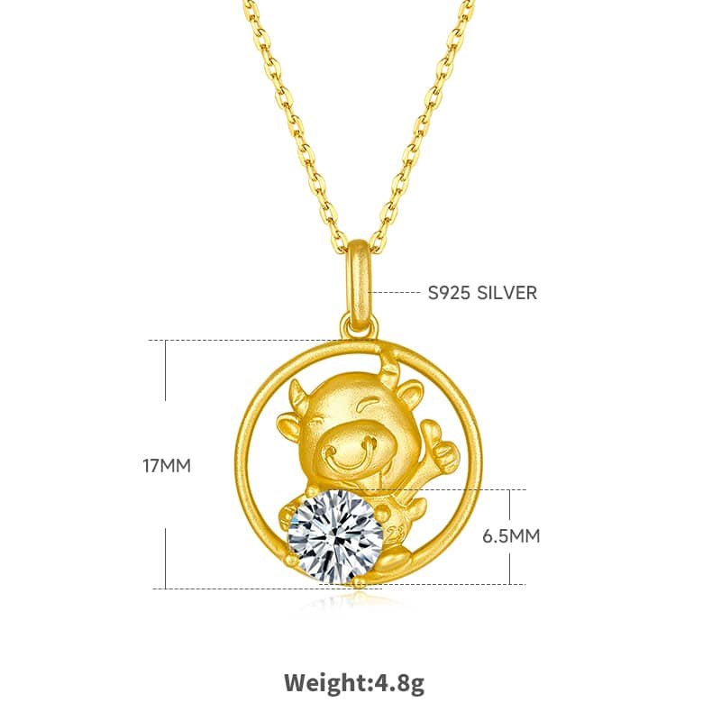 ox of the chinese zodiac moissanite pendant pecklace osxb 02