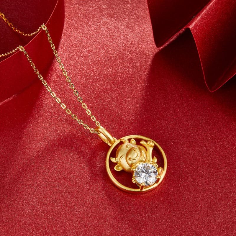 ox of the chinese zodiac moissanite pendant pecklace osxb 05