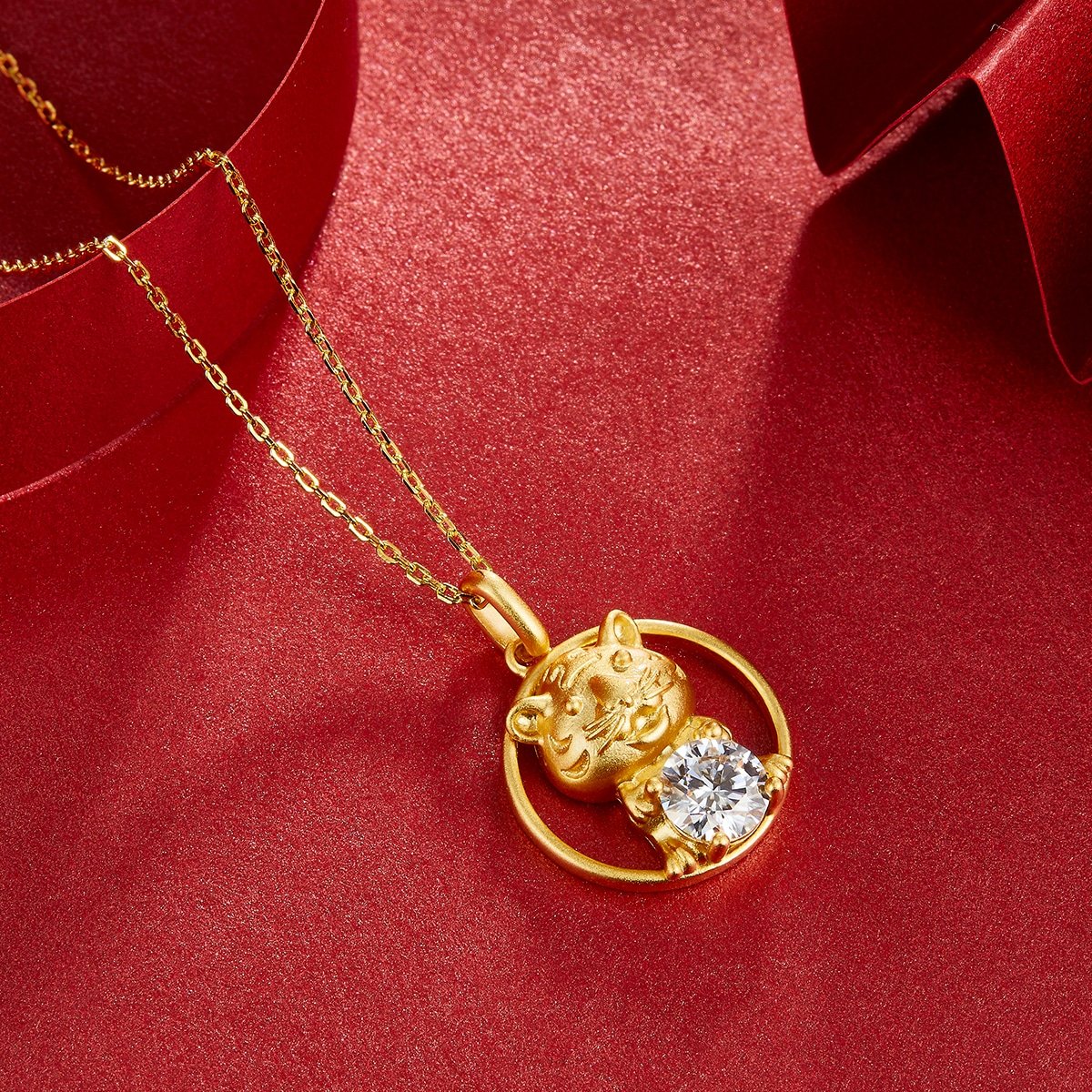 Mặt dây chuyền đá moissanite hình hổ của cung hoàng đạo Trung Quốc osxc 05