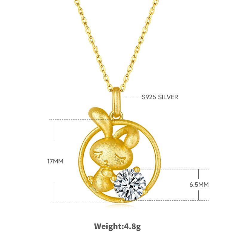 rabbit of the chinese zodiac moissanite pendant necklace osxd 02