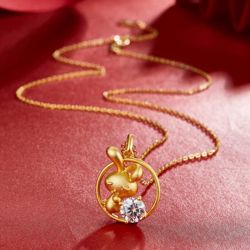 rabbit of the chinese zodiac moissanite pendant necklace osxd 04
