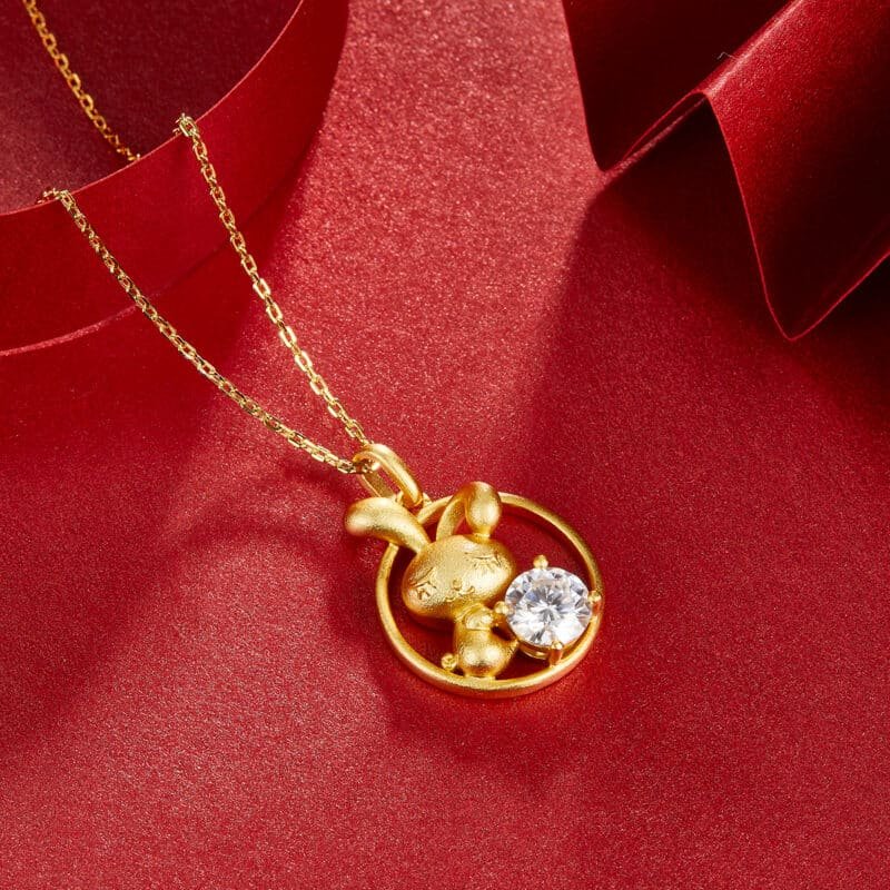 rabbit of the chinese zodiac moissanite pendant necklace osxd 05