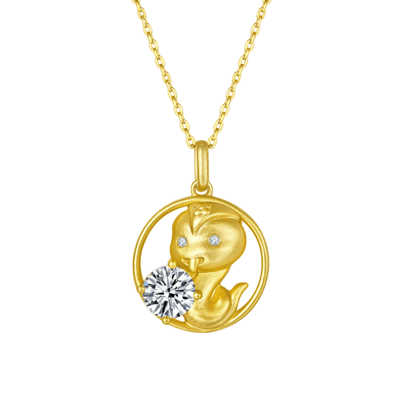 snake of the chinese zodiac moissanite pendant necklace 01