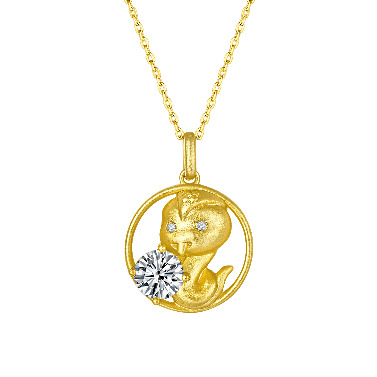 Schlange des chinesischen Tierkreiszeichens Moissanit-Anhänger Halskette 01