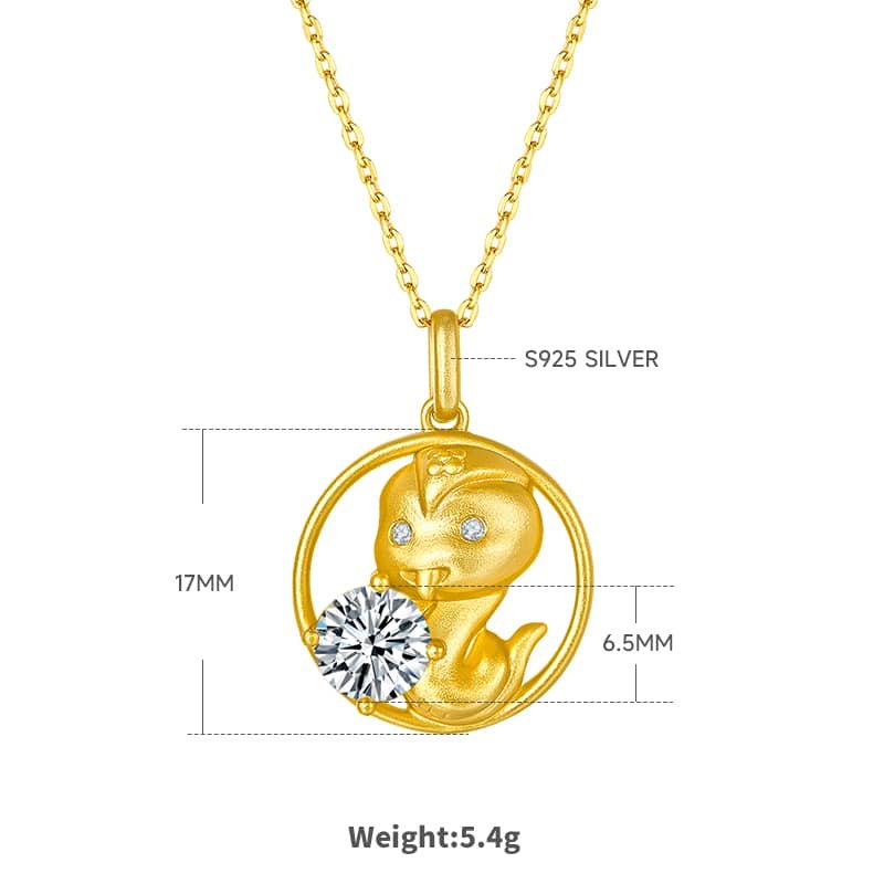 snake of the chinese zodiac moissanite pendant necklace 02