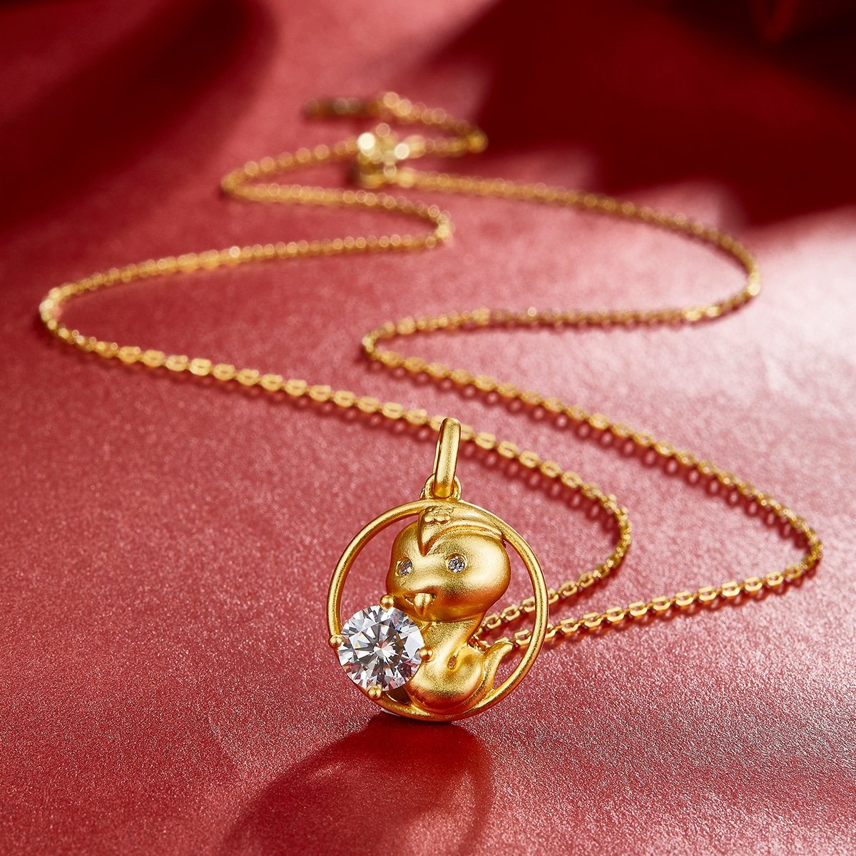 Schlange des chinesischen Tierkreiszeichens Moissanit-Anhänger Halskette 04