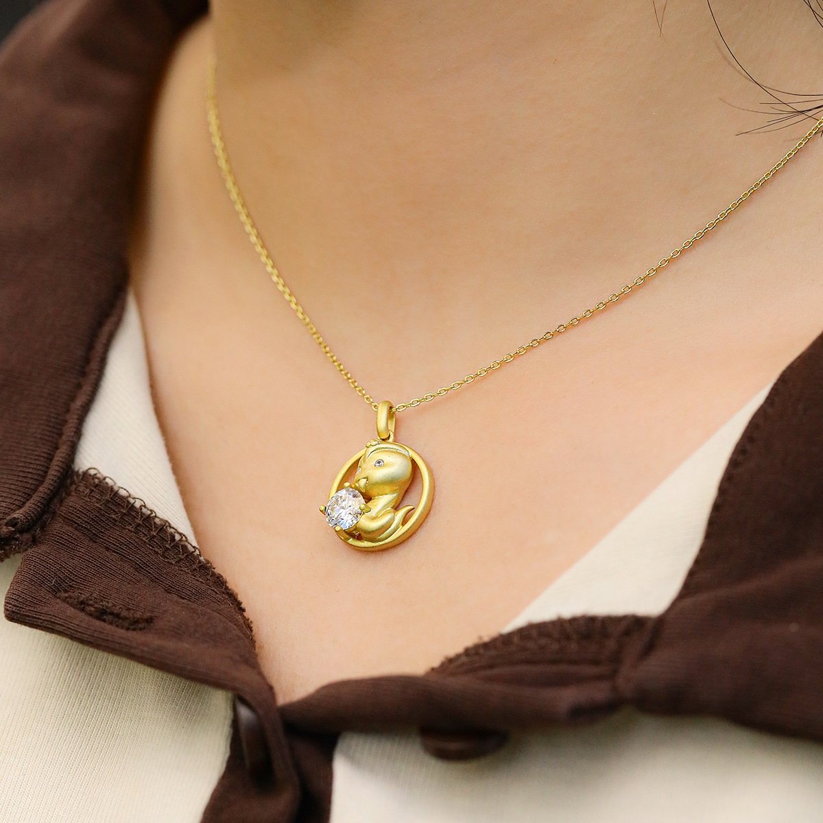 Schlange des chinesischen Tierkreiszeichens Moissanit-Anhänger Halskette 06