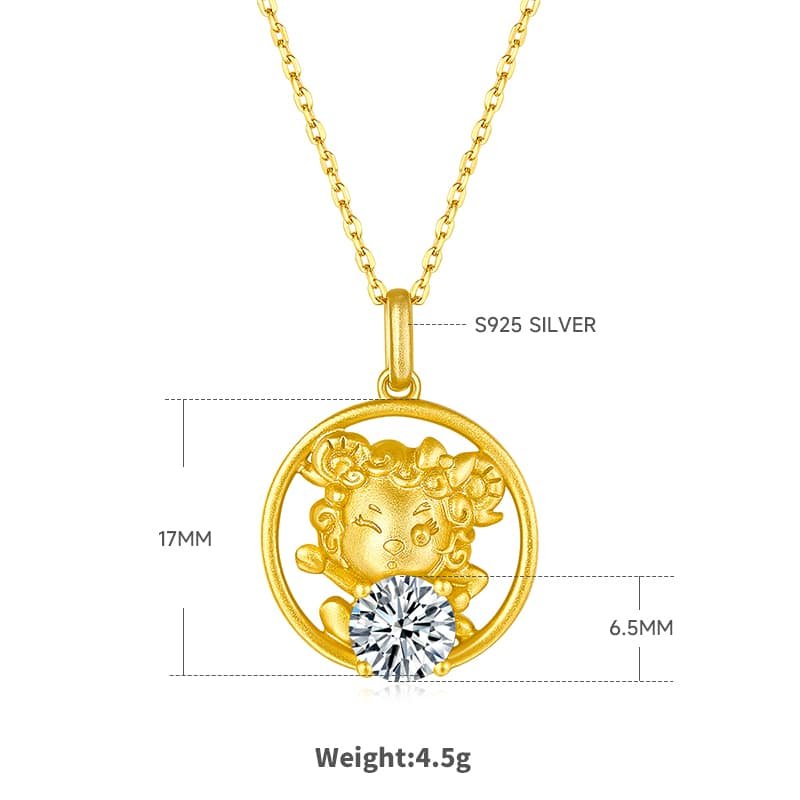 sheep of the chinese zodiac moissanite pendant necklace osxh 02
