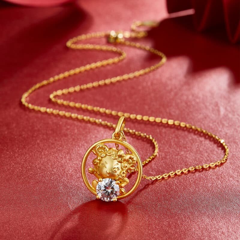 sheep of the chinese zodiac moissanite pendant necklace osxh 04