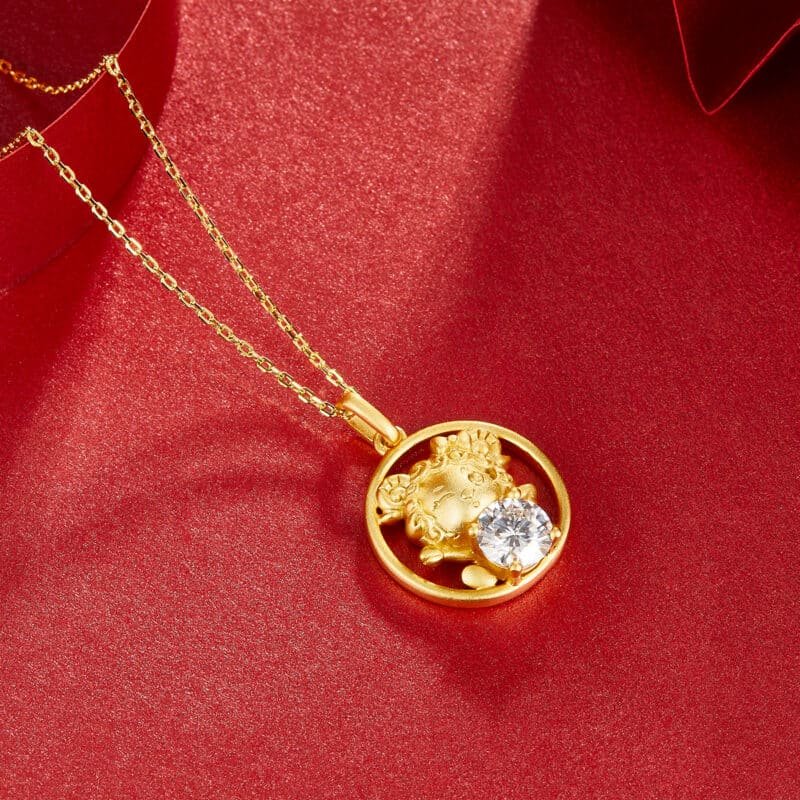 sheep of the chinese zodiac moissanite pendant necklace osxh 05