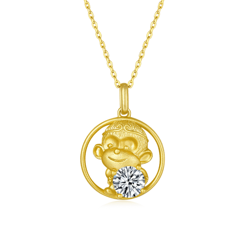 monkey of the chinese zodiac moissanite pendant necklace osxi 01