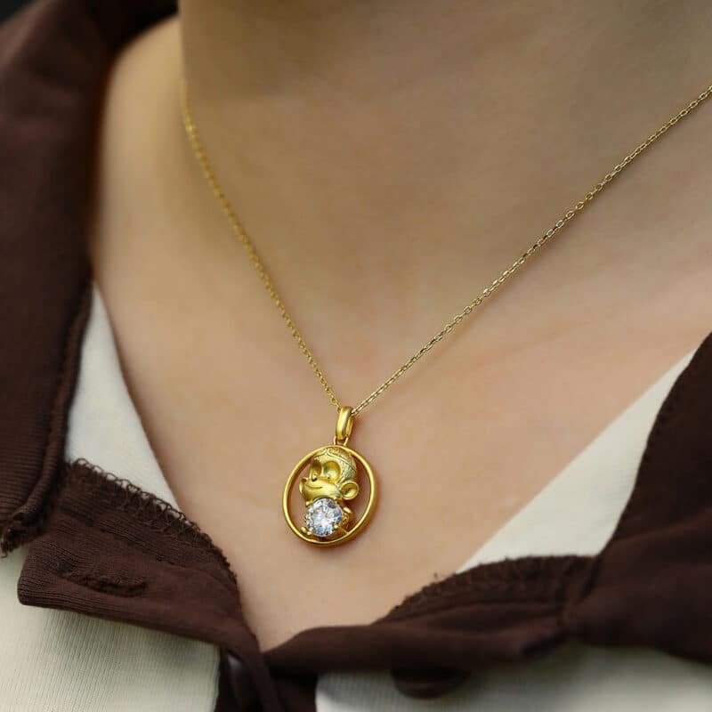 monkey of the chinese zodiac moissanite pendant necklace osxi 06