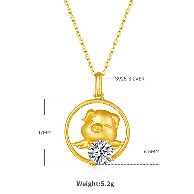 pig of the chinese zodiac moissanite pendant necklace osxl 02