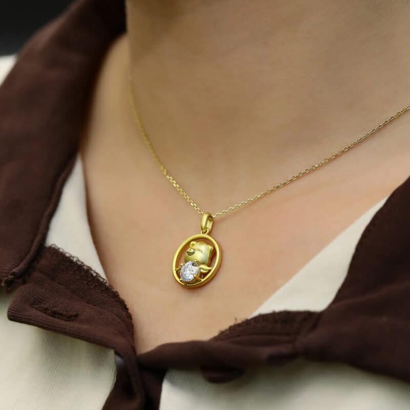 pig of the chinese zodiac moissanite pendant necklace osxl 06
