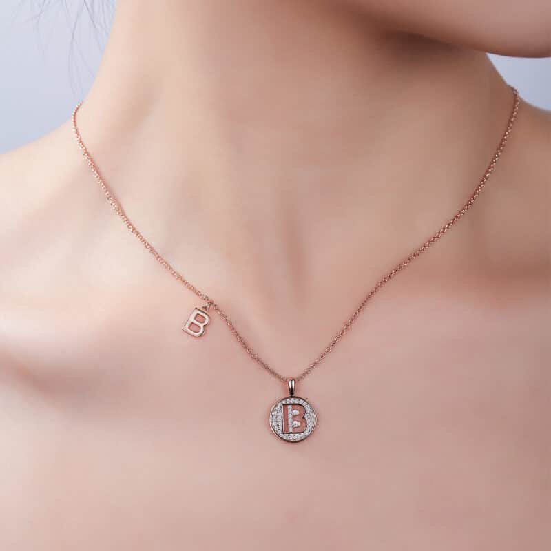 initial alphabet b moissanite pendant necklace ozmb