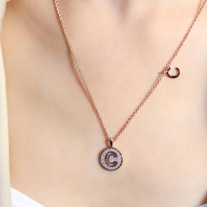 initial alphabet c moissanite pendant necklace ozmc