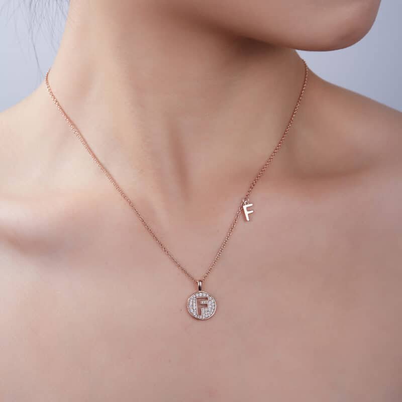 initial alphabet f moissanite pendant necklace ozmf