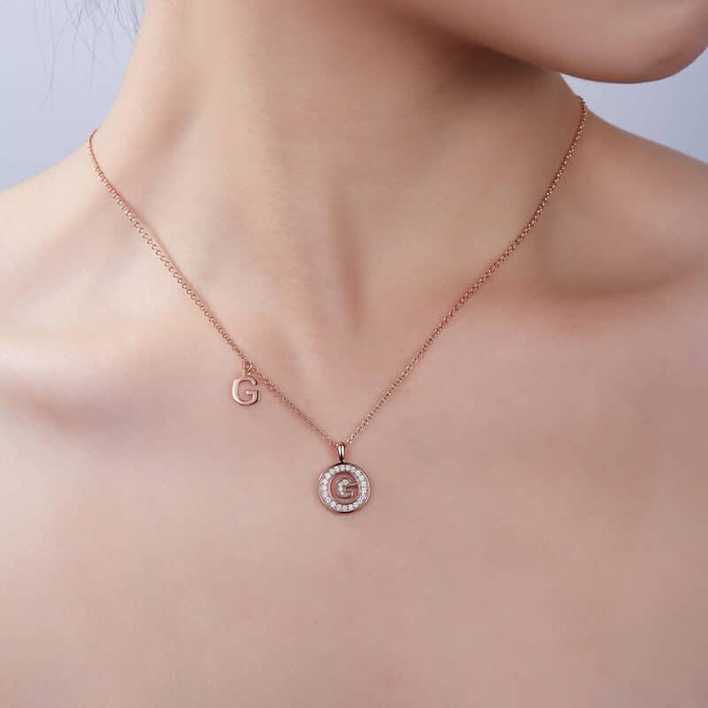 Moissanite hanger ketting met initialen van het alfabet g