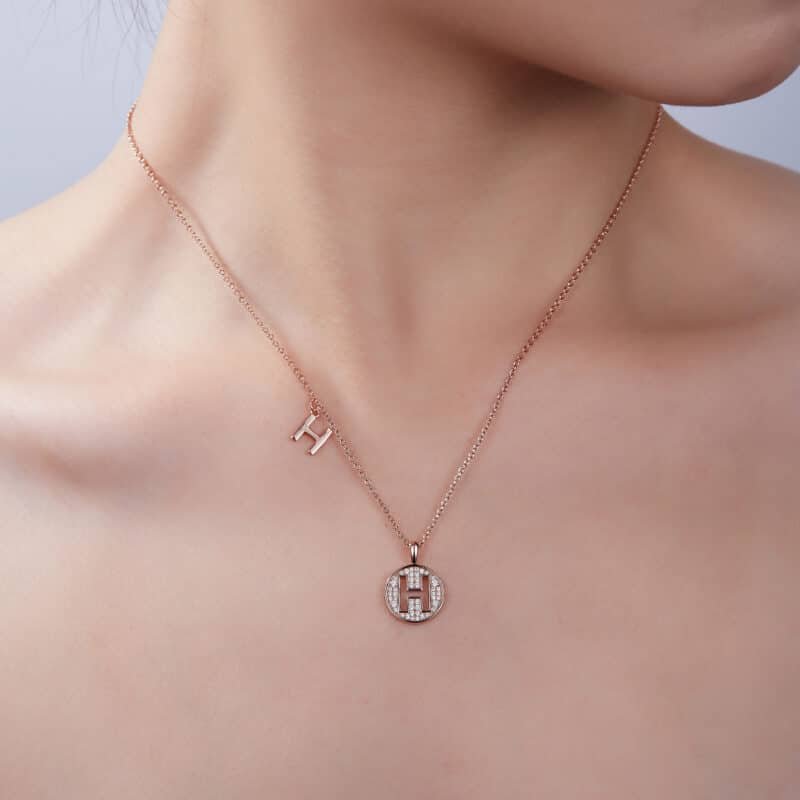 initial alphabet h moissanite pendant necklace ozmh