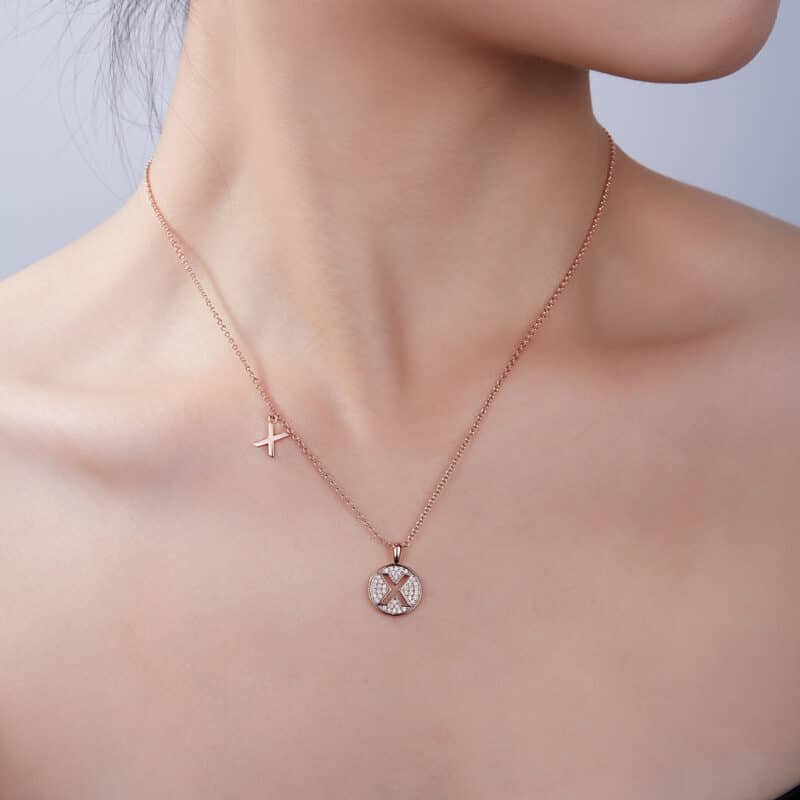 initial alphabet x moissanite pendant necklace ozmx