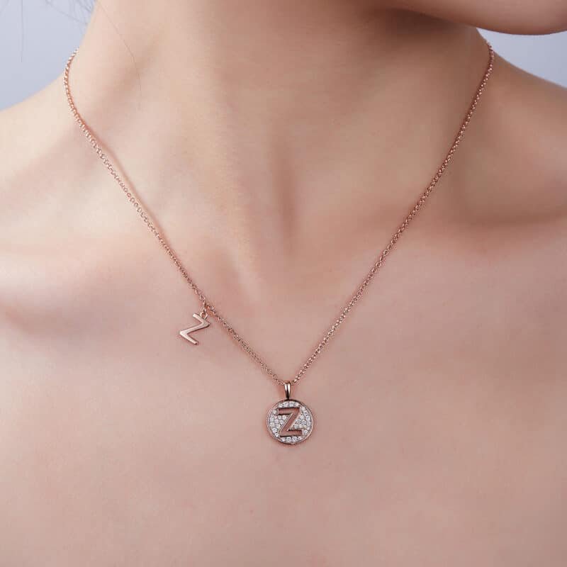 kalung liontin moissanite alfabet awal z ozmz