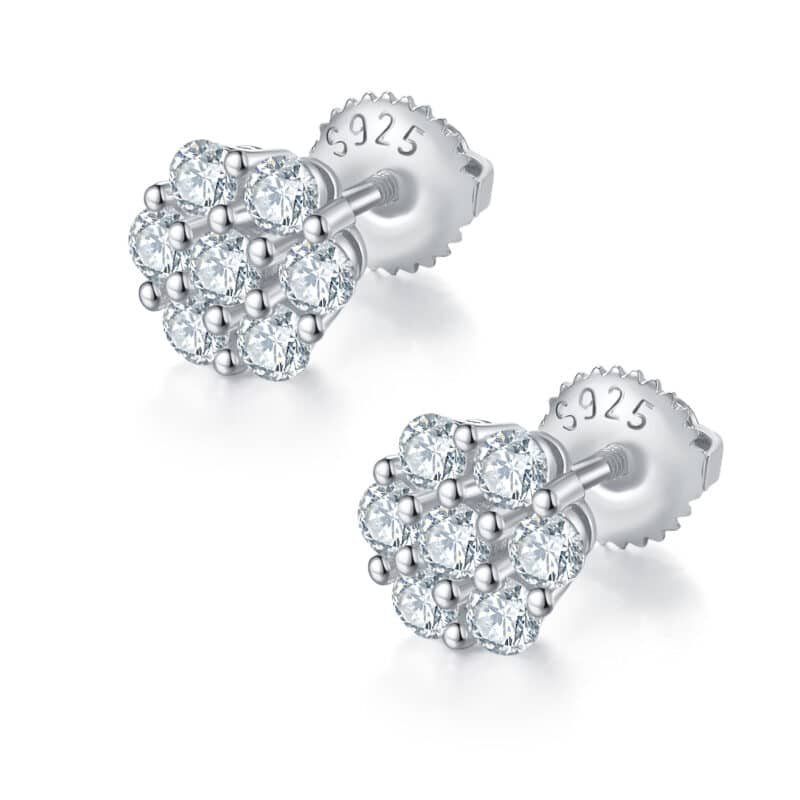 Anting-anting kancing moissanite bentuk bulat dengan sekrup belakang j015a 01